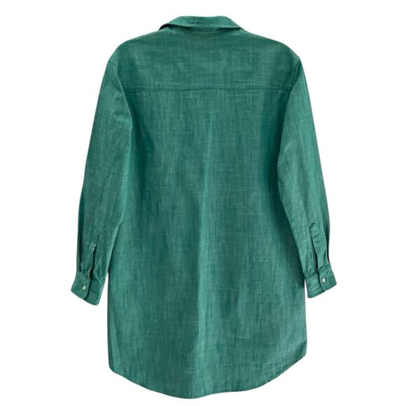 Frank & Eileen Mary Classic Shirtdress in Green 100% Cotton Size XS Mini Length - Picture 6 of 10